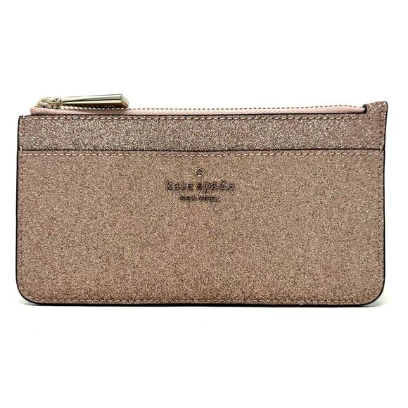 Kate Spade Tinsel Boxed Large Slim Card Holder in Rose Gold K9256 New With Tags - Picture 1 of 10